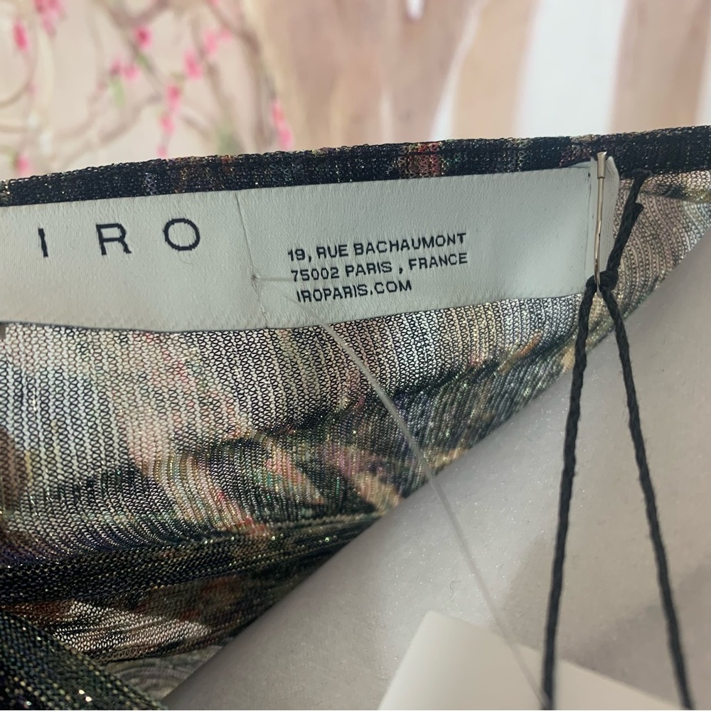 NEW IRO Gargas Wrap-effect Ruffled Printed lurex Sheer MIDI Dress - Picture 10 of 15